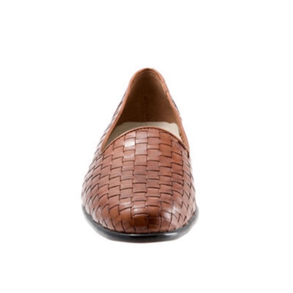 New Trotters Liz Leather Woven Loafers in Cognac Sz 8.5 Wide - Picture 2 of 3